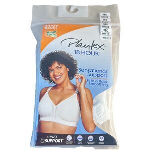 Playtex 18 Hour 20/27 Sensational Support Bra 38C White Wirefree Full Coverage